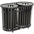 Global Equipment Outdoor Slatted Steel Trash Can With Flat Lid, 72 Gallon, Black 641431BK